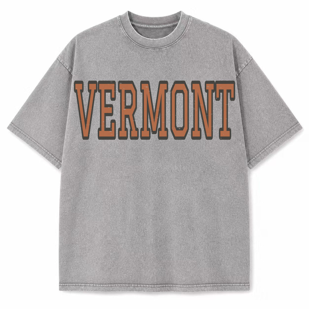 Vermont Collegiate Letter washed vintage heavyweight T-shirt in Light Gray