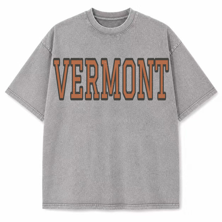 Vermont Collegiate Letter washed vintage heavyweight T-shirt in Light Gray