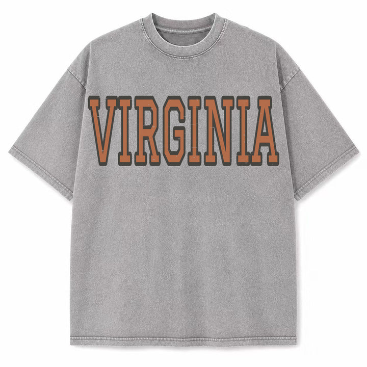 Virginia Collegiate Letter washed vintage heavyweight T-shirt in Light Gray