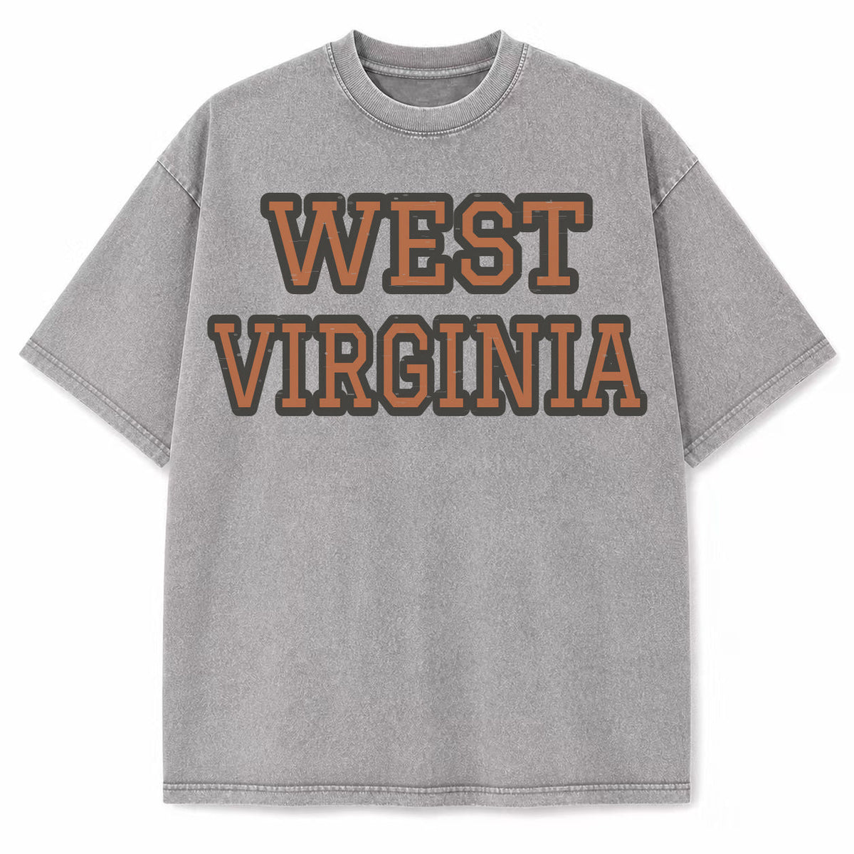 West Virginia Collegiate Letter washed vintage heavyweight T-shirt in Light Gray