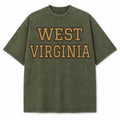 West Virginia Collegiate Letter washed vintage heavyweight T-shirt in Military Green