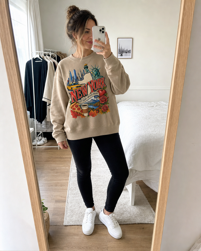 Colorful Alaska artwork on a washed black T-shirt