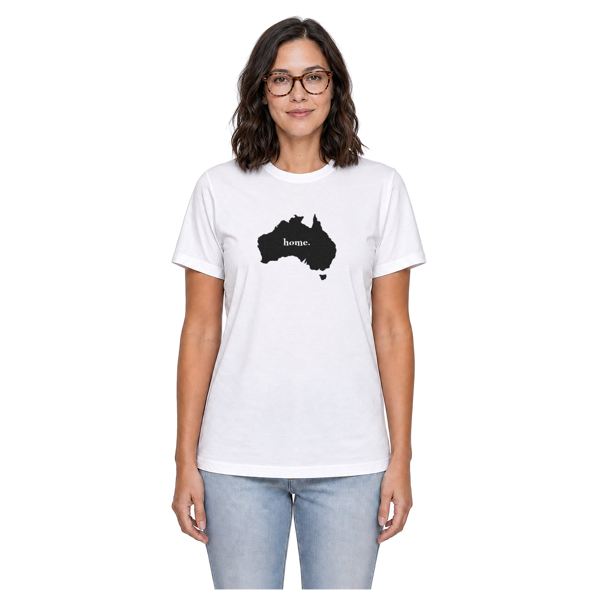 Australia home T-shirt in white shown on a female model