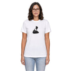 Block Island home T-shirt in white shown on a female model