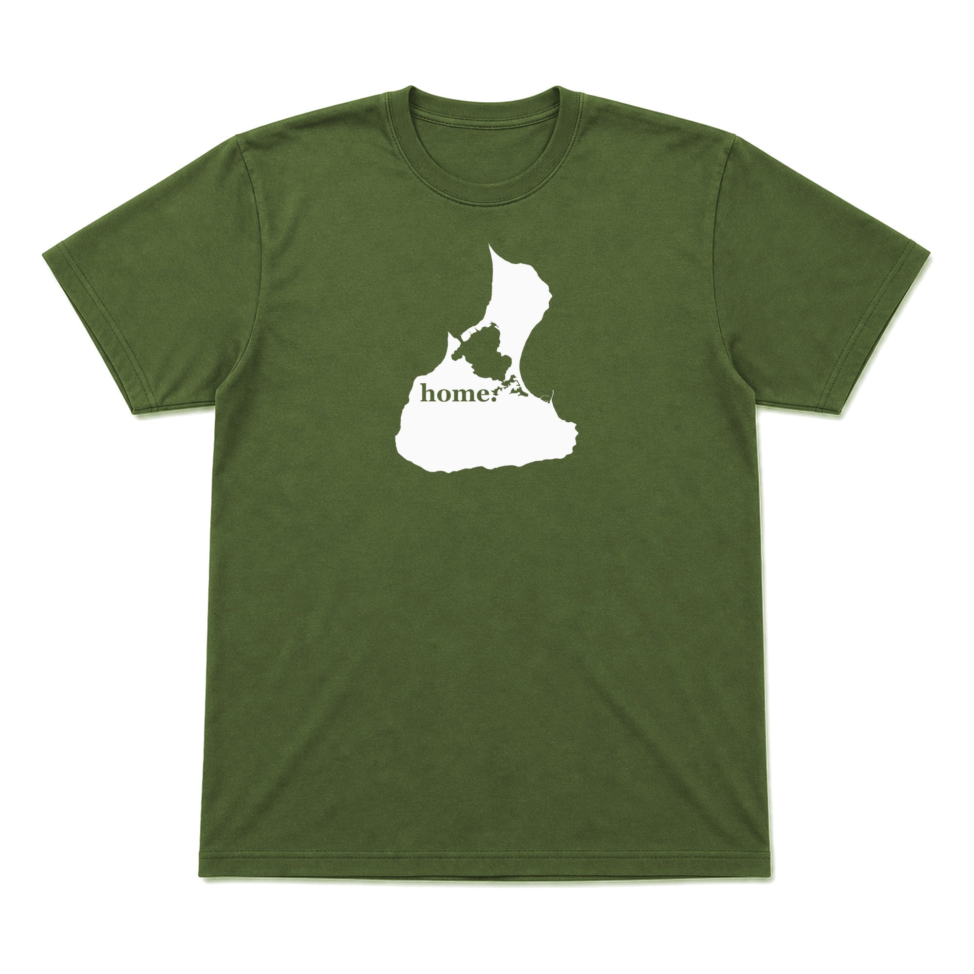 Block Island home graphic T-shirt in olive green