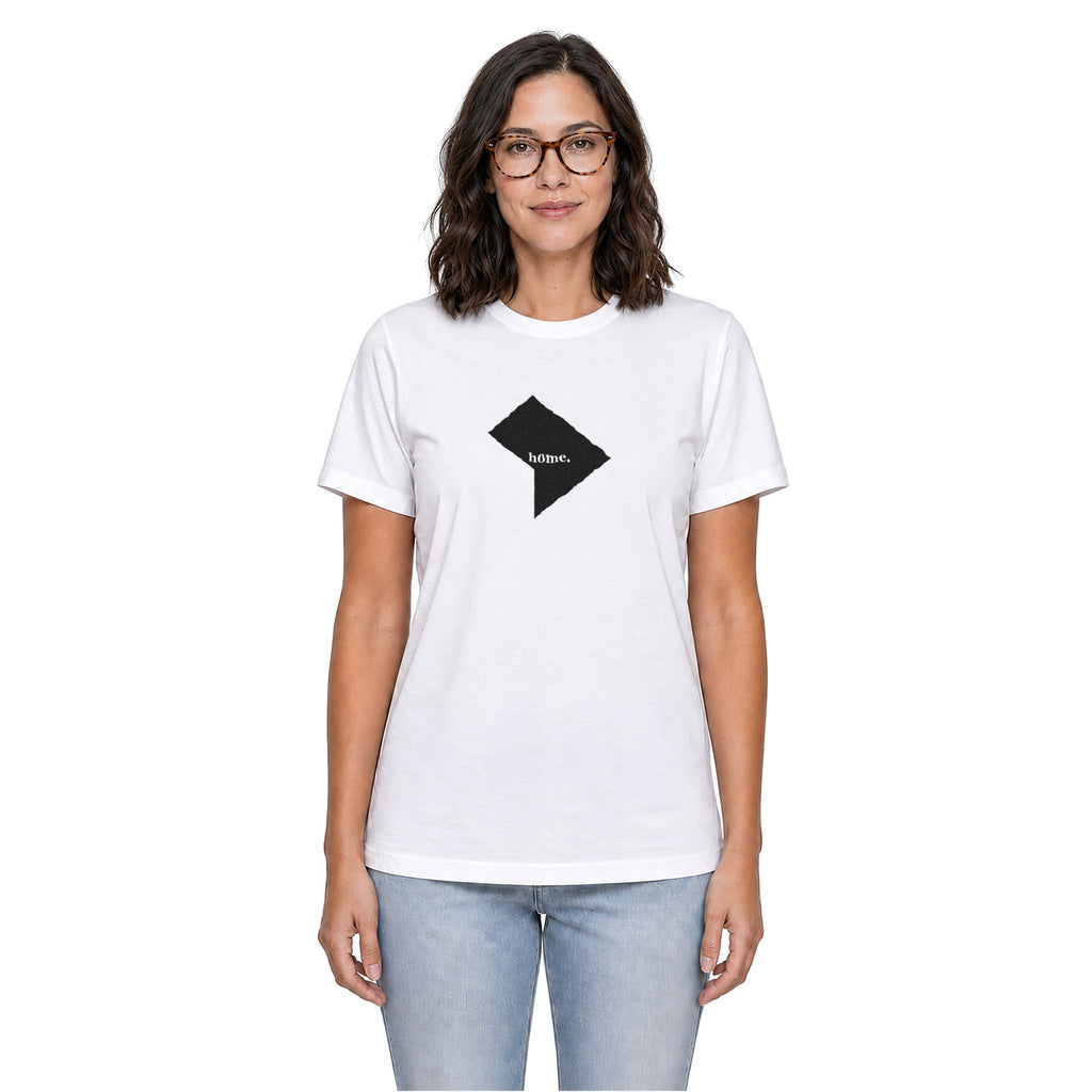 District of Columbia home T-shirt in white shown on a female model