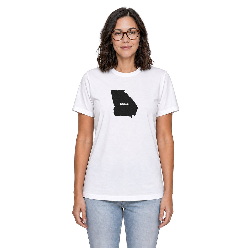 Georgia home T-shirt in white shown on a female model