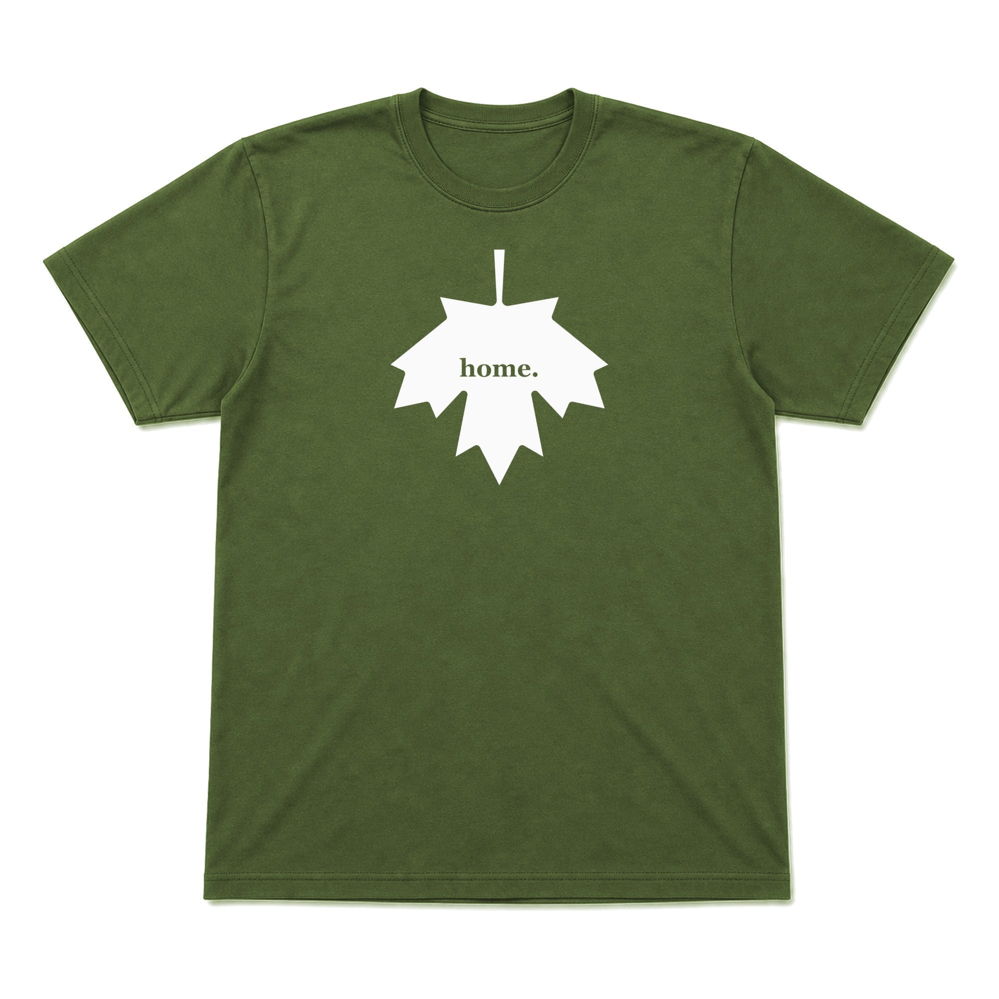 Maple Leaf home graphic T-shirt in olive green