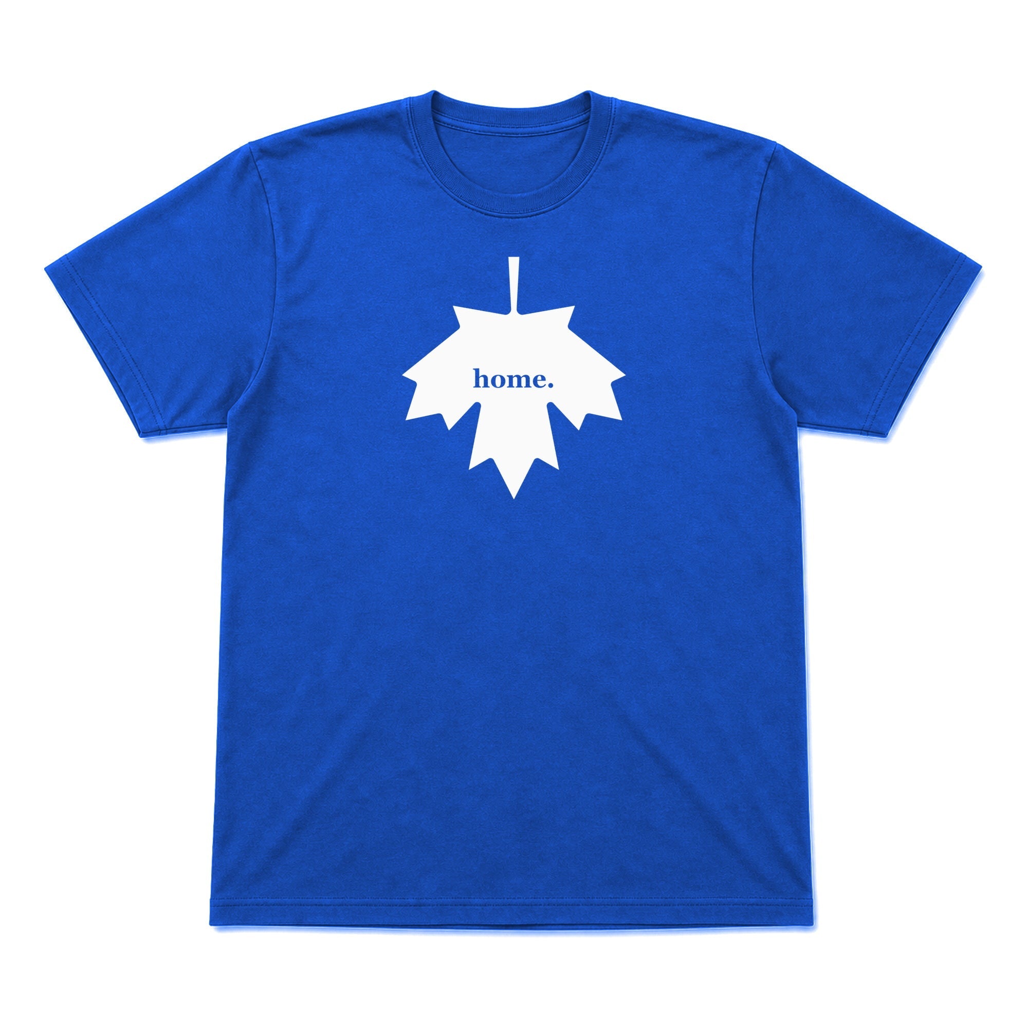 Maple Leaf home graphic T-shirt in royal blue