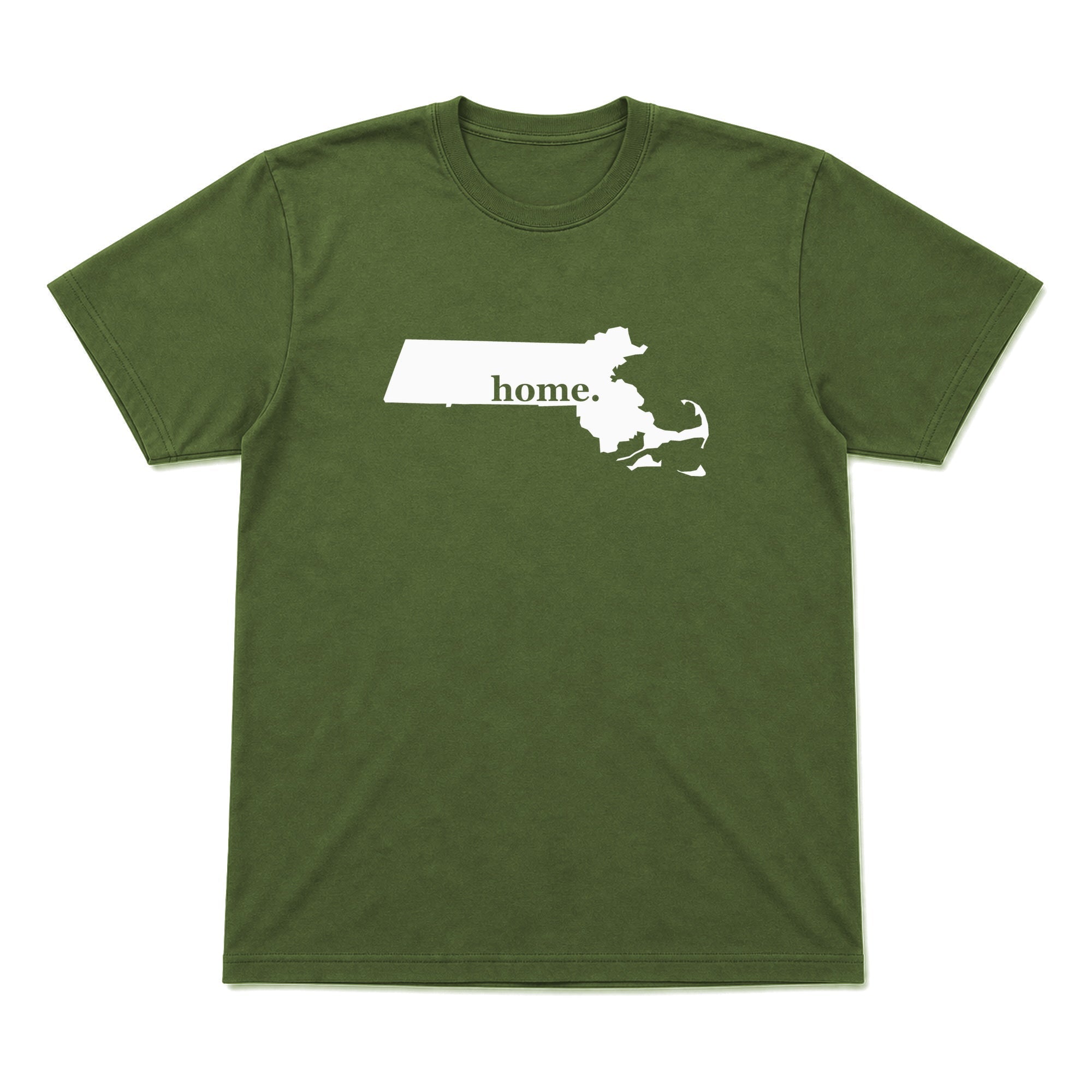 Massachusetts home graphic T-shirt in olive green