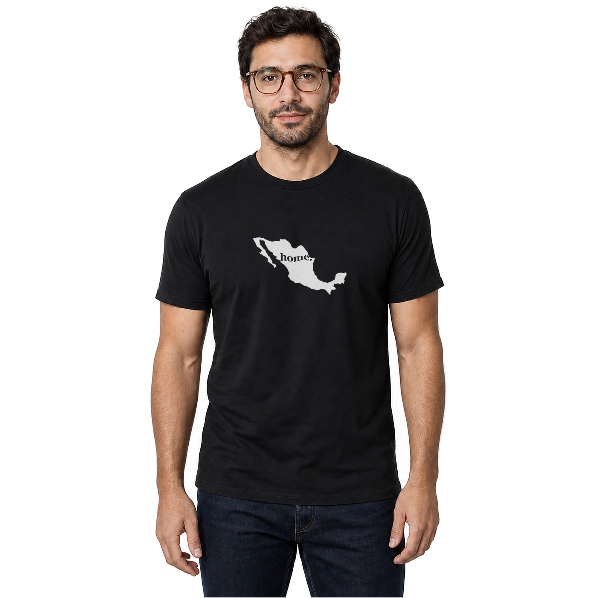 Mexico home T-shirt in black shown on a male model