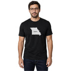 Missouri home T-shirt in black shown on a male model