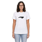 North Carolina home T-shirt in white shown on a female model