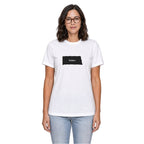 North Dakota home T-shirt in white shown on a female model