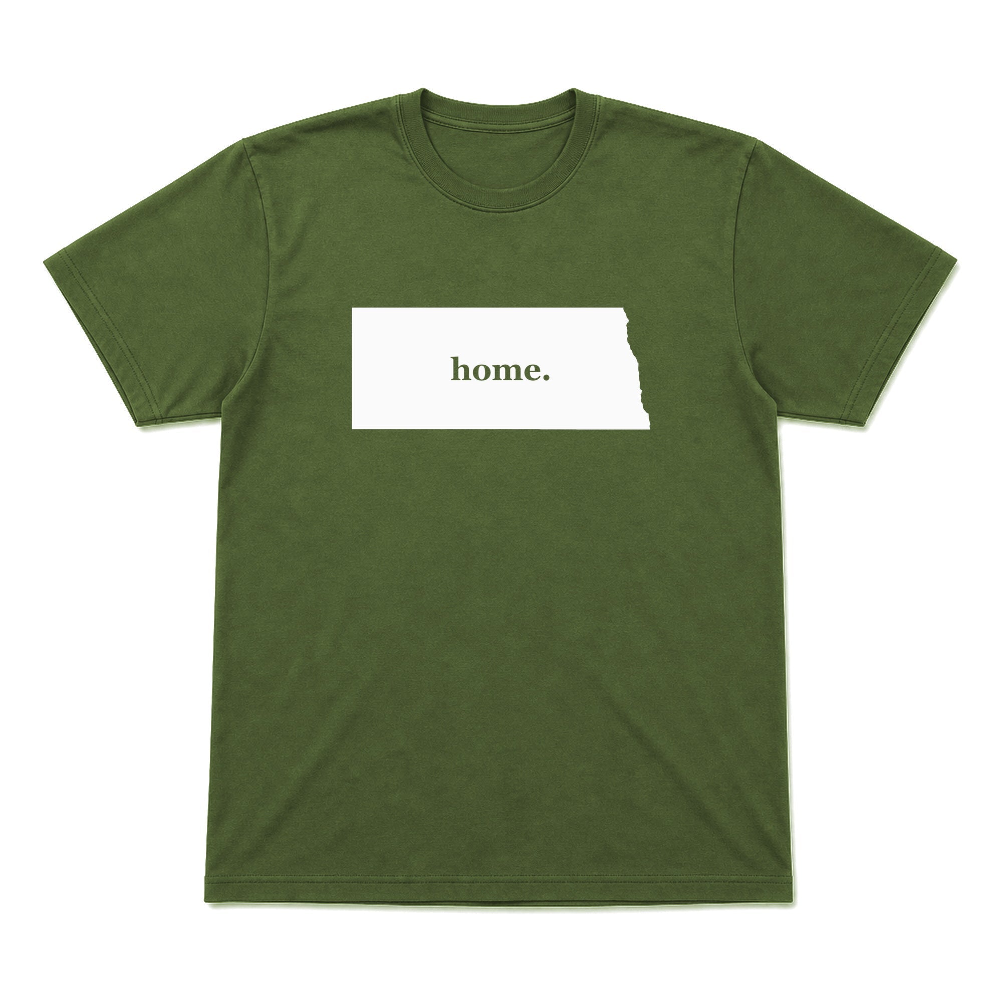 North Dakota home graphic T-shirt in olive green