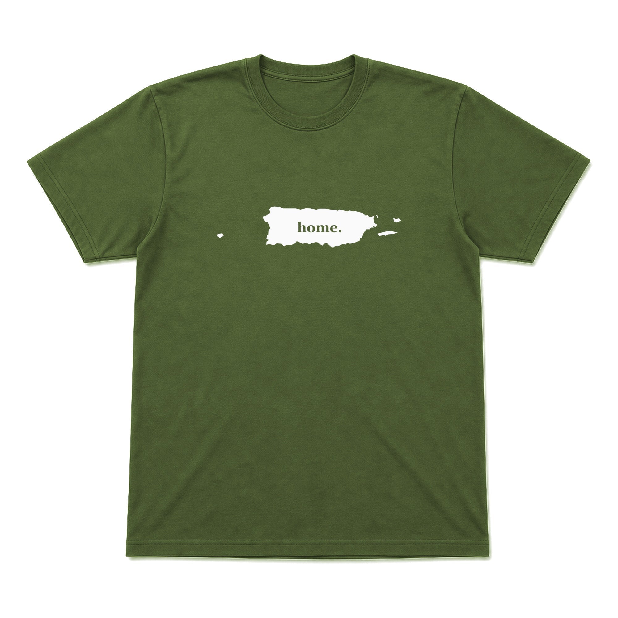 Puerto Rico home graphic T-shirt in olive green