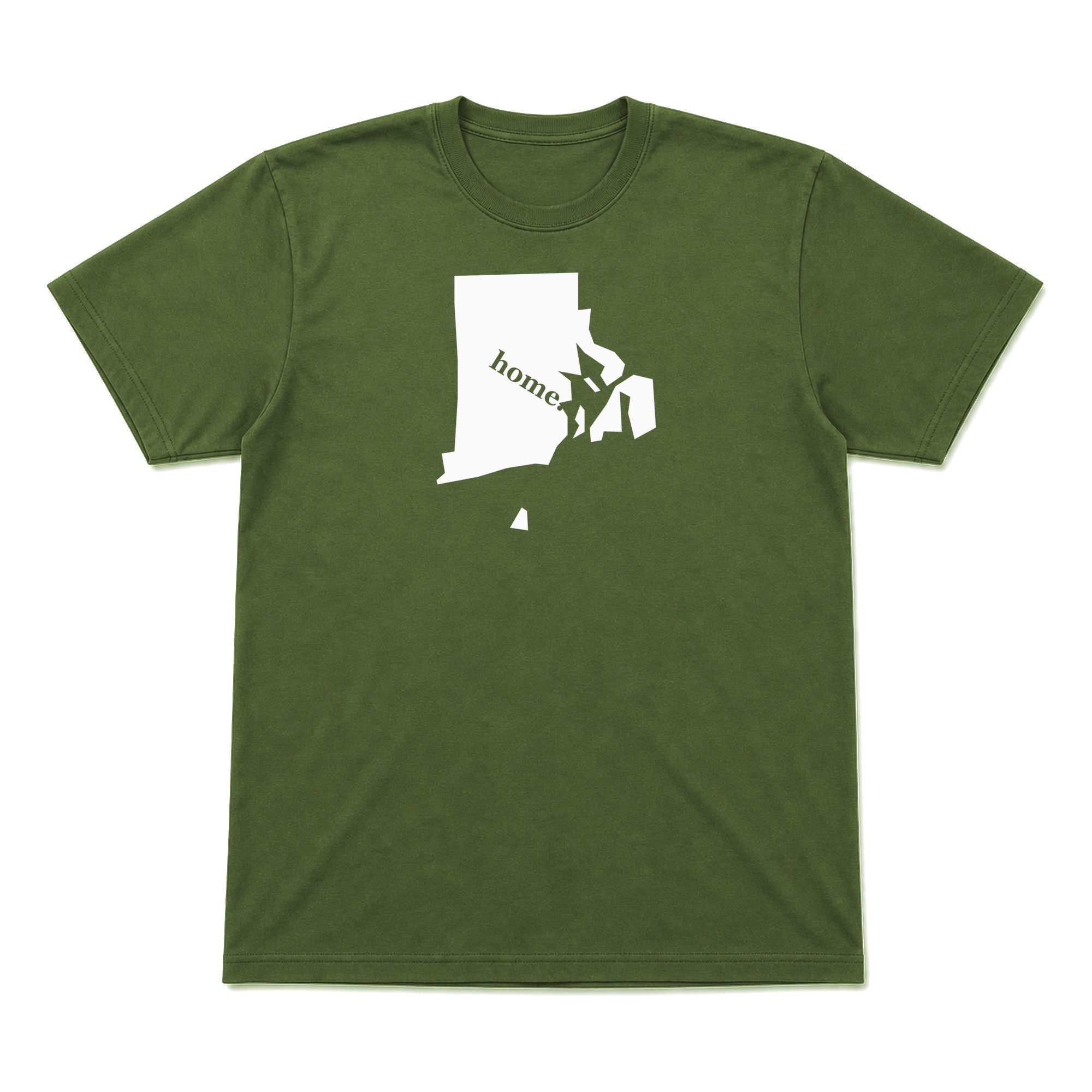 Rhode Island home graphic T-shirt in olive green