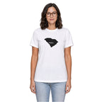 South Carolina home T-shirt in white shown on a female model