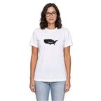 USA home T-shirt in white shown on a female model