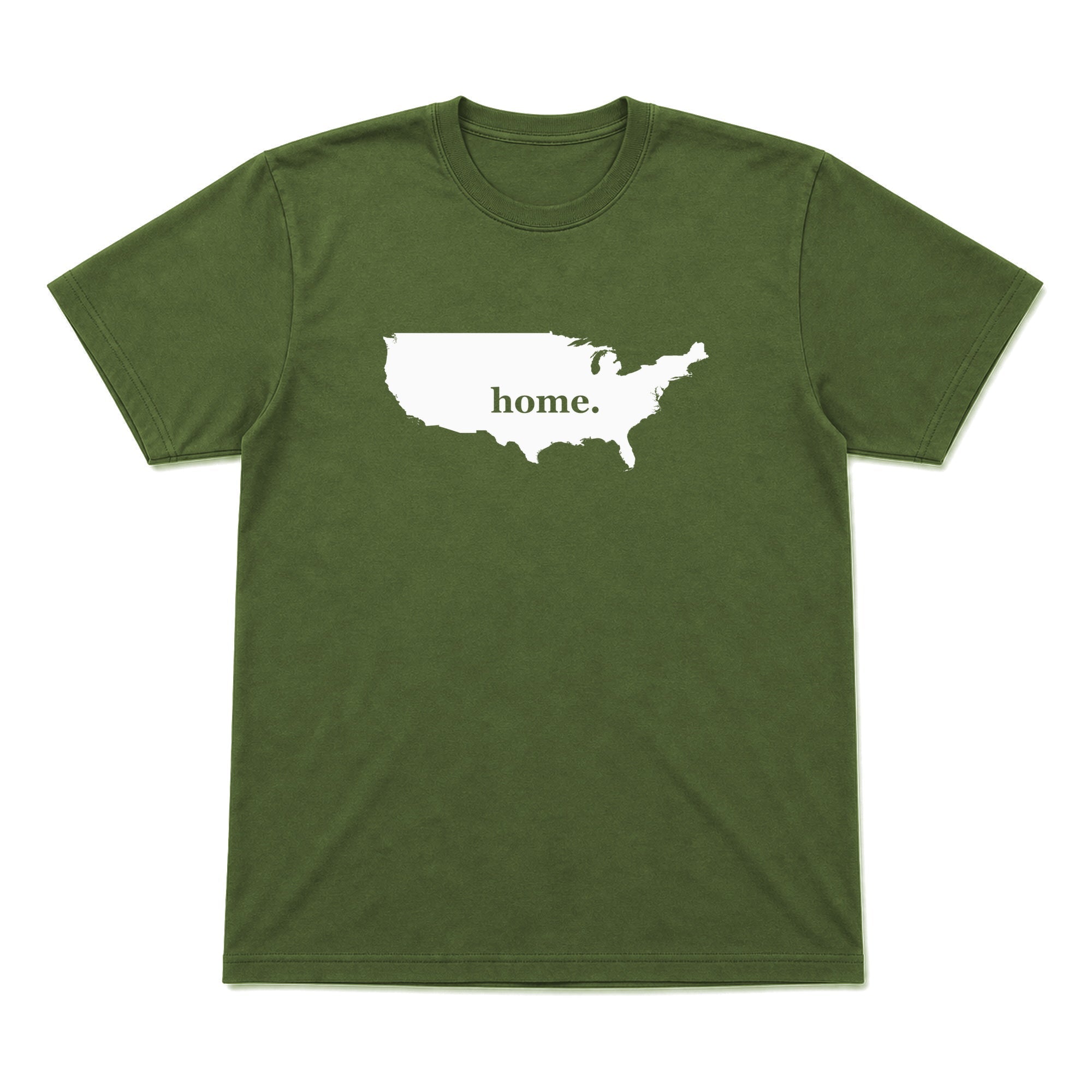 USA home graphic T-shirt in olive green