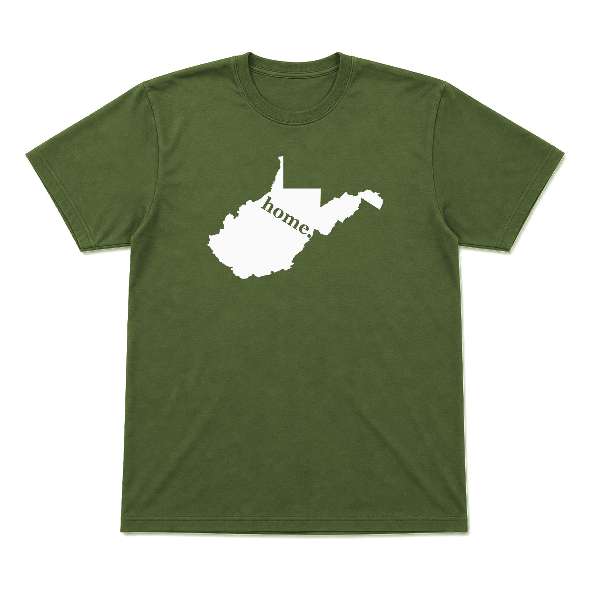 West Virginia home graphic T-shirt in olive green