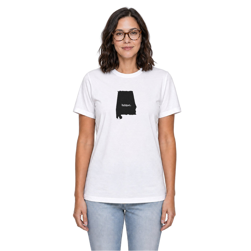 Alabama home T-shirt in white shown on a female model