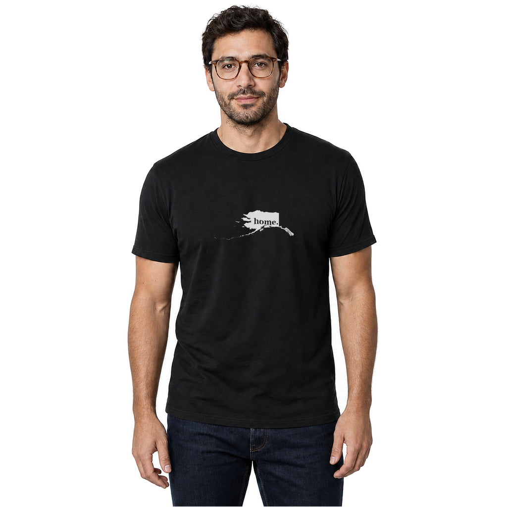 Alaska home T-shirt in black shown on a male model