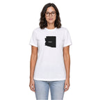 Arizona home T-shirt in white shown on a female model