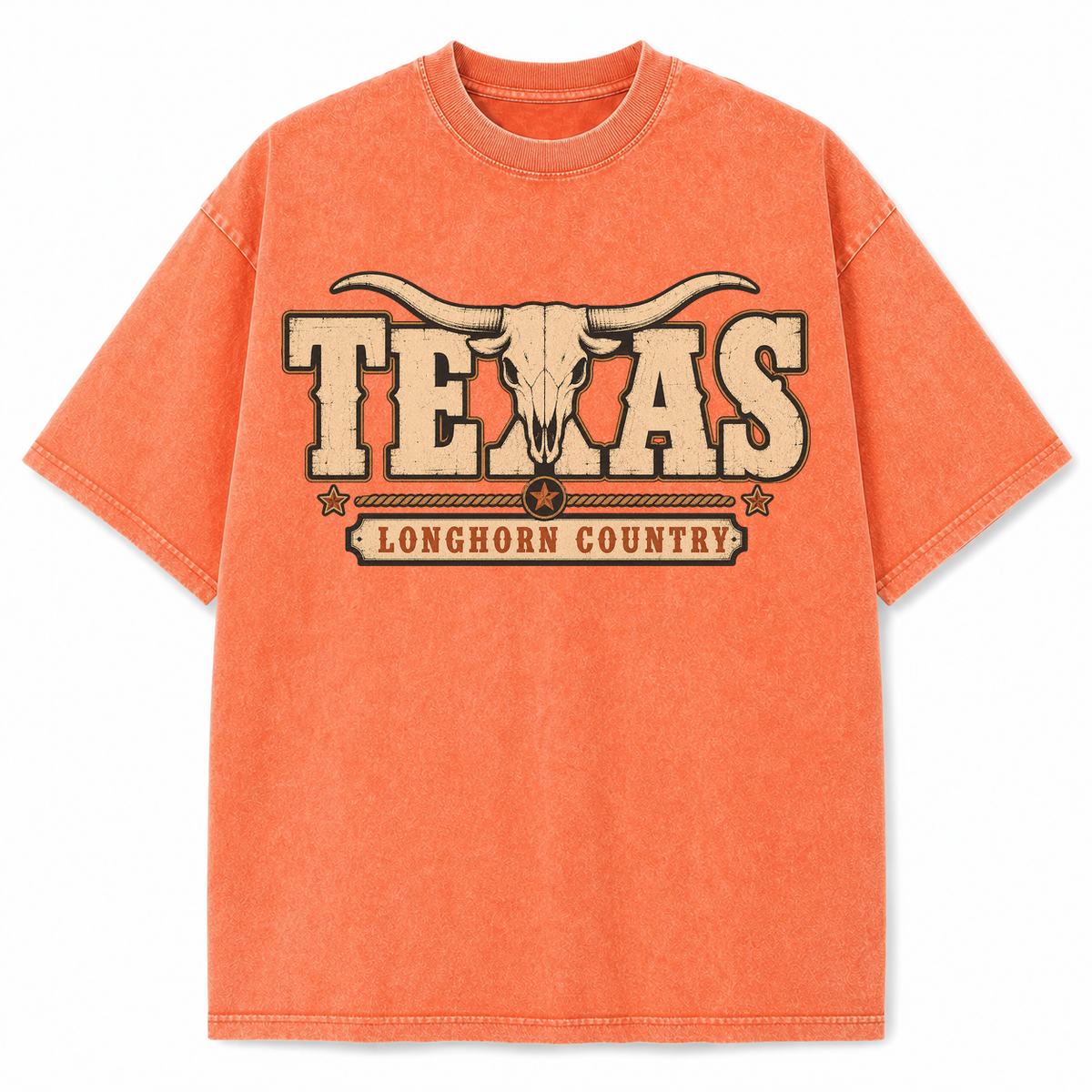 Vintage Washed Texas Longhorn Wordmark Heavyweight Graphic Tee in Vintage Washed Heavyweight T-Shirt, Orange