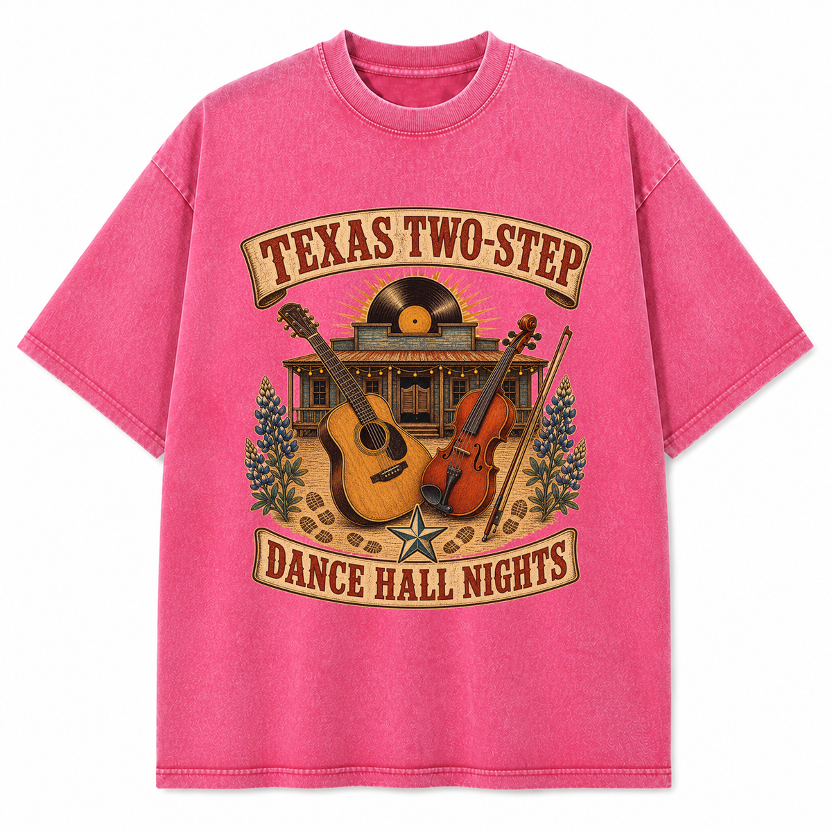 Vintage Washed Texas Two Step Heavyweight Graphic Tee in Vintage Washed Heavyweight T-Shirt, Pink