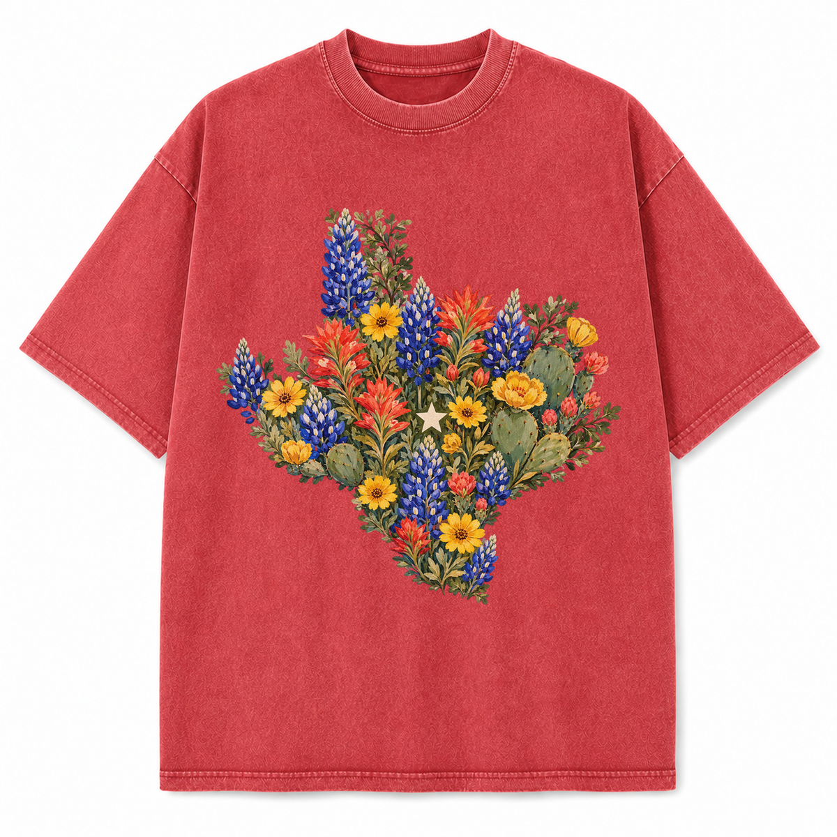 Vintage Washed Texas Hill Country Wildflower Gouache Heavyweight Graphic Tee in Vintage Washed Heavyweight T-Shirt, Vintage R